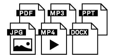 PDF、MP3、PPT、JPG、MP4、DOCX